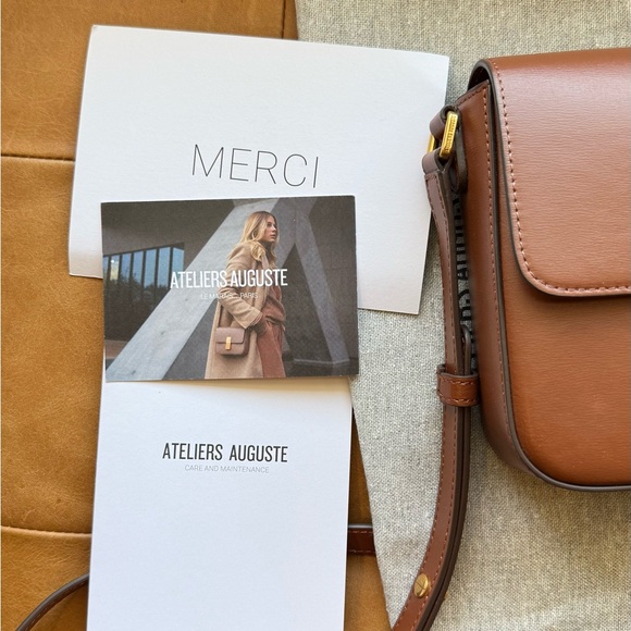 Ateliers Auguste MINI MONCEAU GOLD EDITION Tan Leather Crossbody - Picture 6 of 6